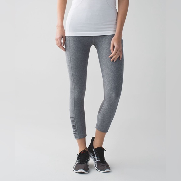 Lululemon‎ Speed Crop Heathered Slate Women’s Sz 6 - Picture 1 of 13